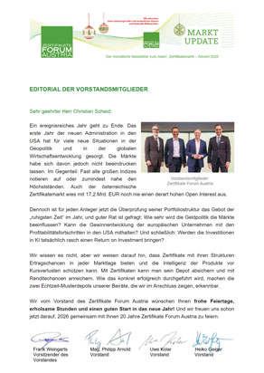 Cover: Newsletter Zertifikate Forum Austria